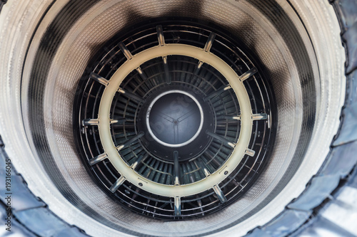 Inside of exhaust a military jet engine,Which can see the temperature sensor.