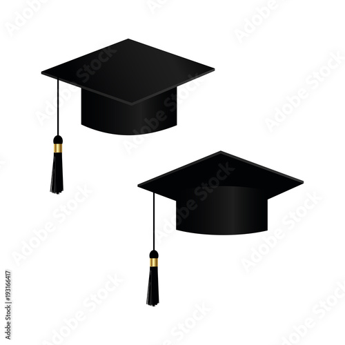 Realistic student cap with shadow. Vector.