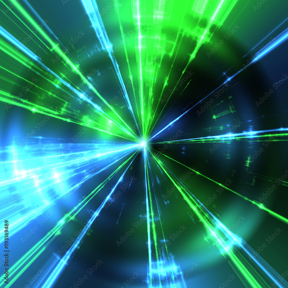 green and blue laser rays