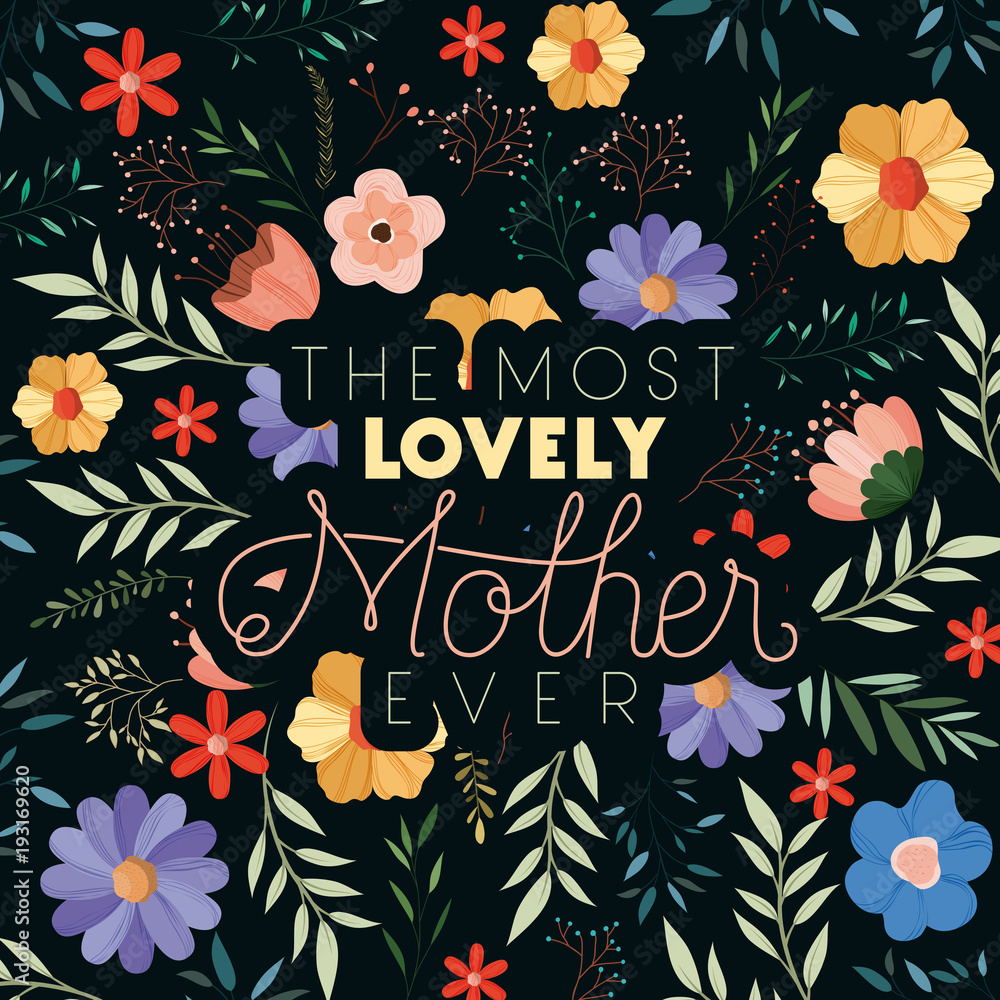 Obraz premium lovely mom for ever handmade postcard vector illustration design