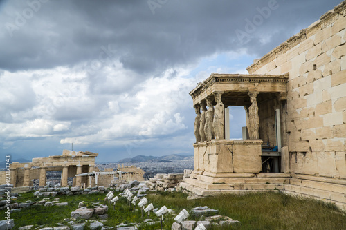 The Porch of the Caryatids, Erechtheion or Erechtheum, Acropolis of Athens in Greece