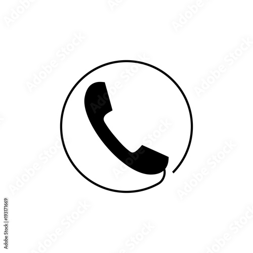 Phone icon, sign. Handset. Vector illustration. Flat design. Black on white background.