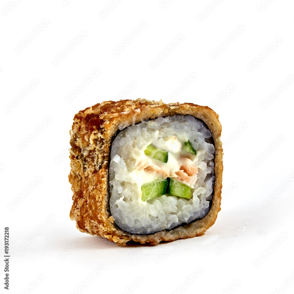 Delicios piladelphia hot roll on white backround. Fresh made sushi Delicios piladelphia hot roll on white backround. Fresh made sushi