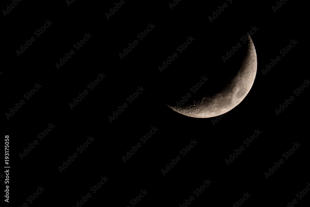 Fototapeta premium Nice mystical half moon on dark night sky background