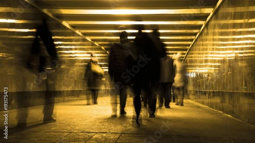 the movement of people at the pedestrian underpass of crossing roads
