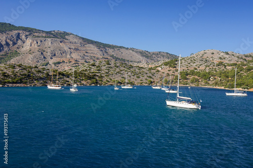 View of the beautiful Bay with yachts.