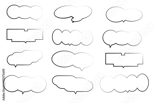 Set of Speech Bubble Hand drawn doodle Sketch line vector scribble