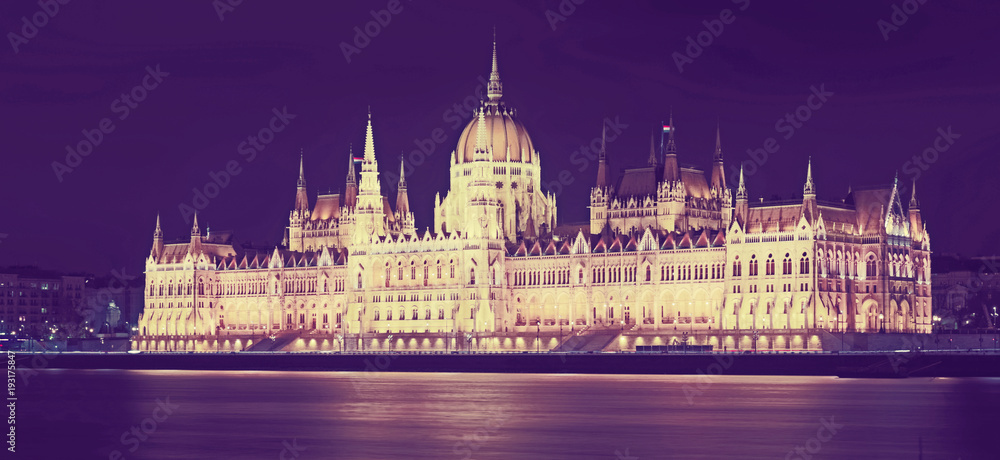 Illuminated Hungary parliament