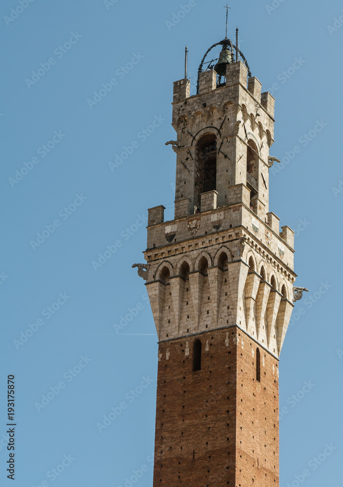 View on Torre del Mangia in Siena, Italy