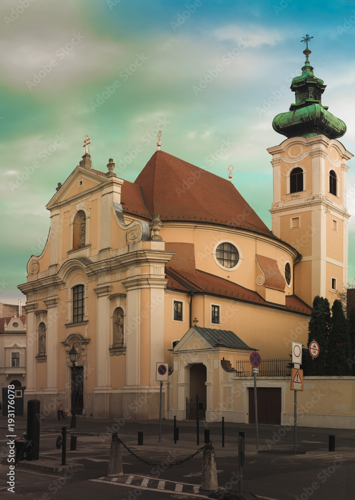 Church of the Carmelites is religion landmark of Gyor in Hungary