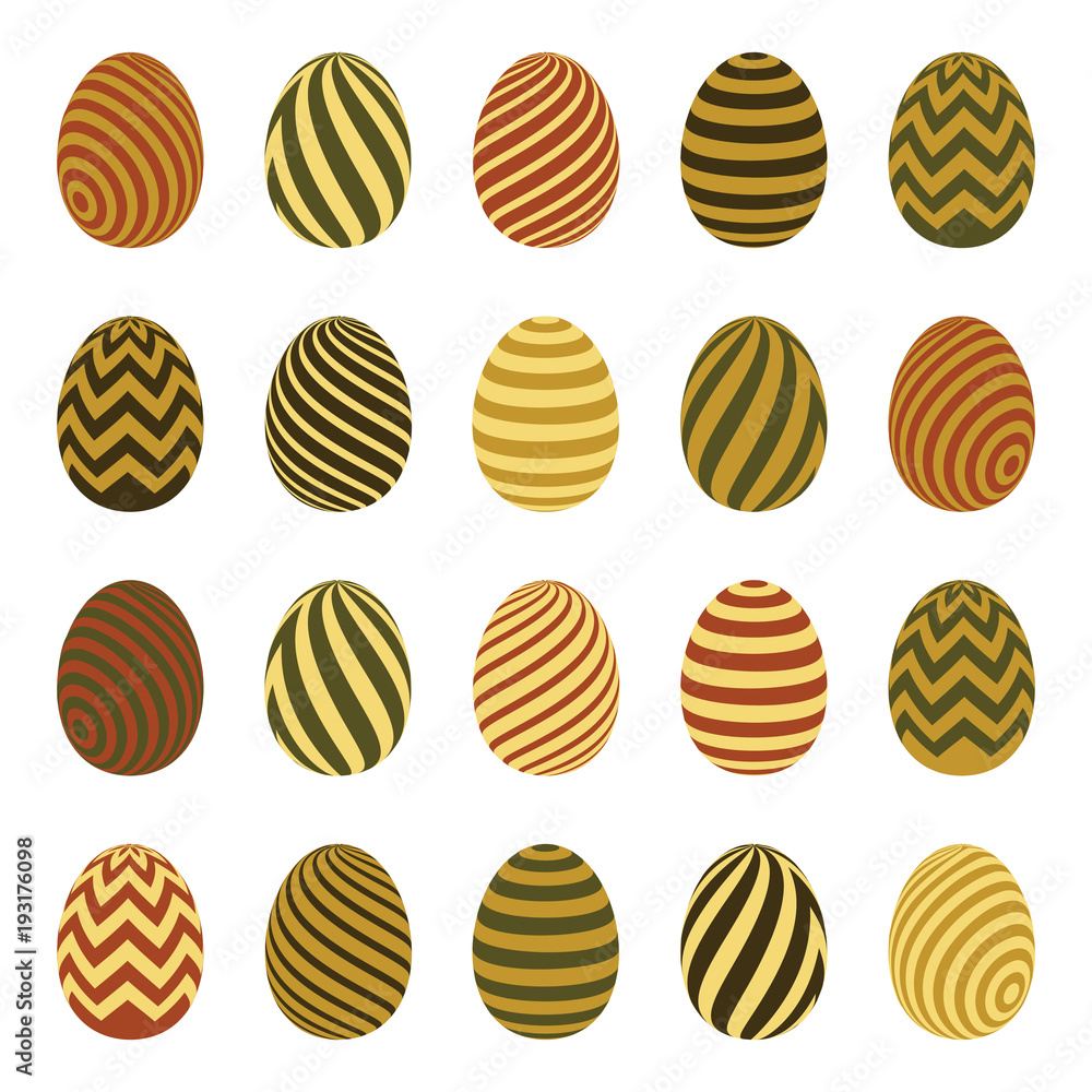 Gold Easter design eggs set vector icons