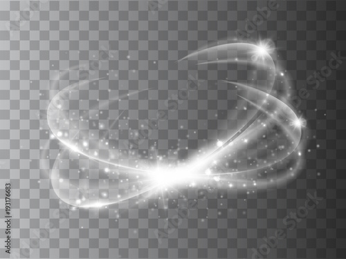 Magic circle isolated on transparent backgroun. Shine round light effect.