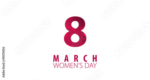 8 March International Women's Day greeting card with heards. Vector illustration