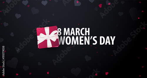 8 March International Women's Day greeting card with heards. Vector illustration