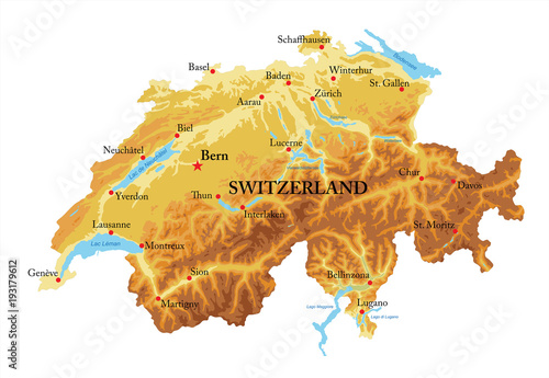 Switzerland relief map