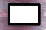 Black tablet template with white screen isolated