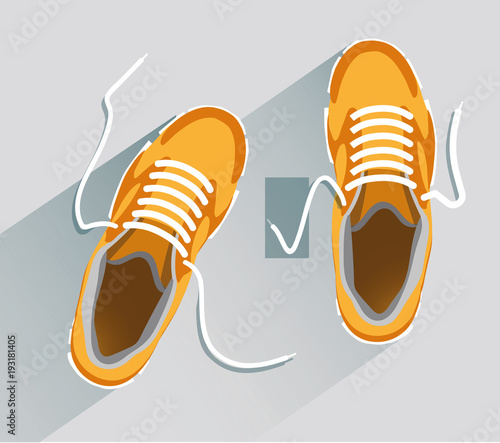 Shoes. Shoes in flat style. Shoes top view. Fashion shoes. Fashion shoes orange. Vector illustration Eps10 file
