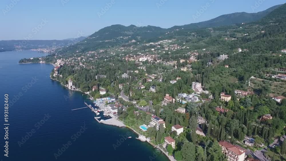 Panorama of the gorgeous Lake Garda surrounded by mountains, Italy. video shooting with drone Panorama of the gorgeous Lake Garda surrounded by mountains, Italy. video shooting with drone