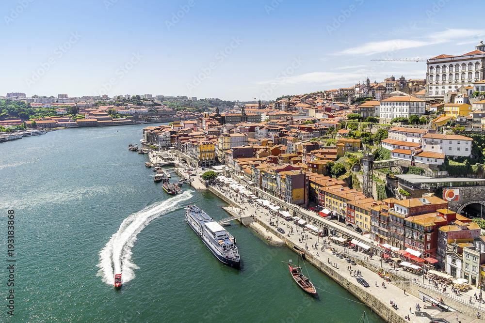 Downtown cityscape from Luiz bridge, Porto, Portugal