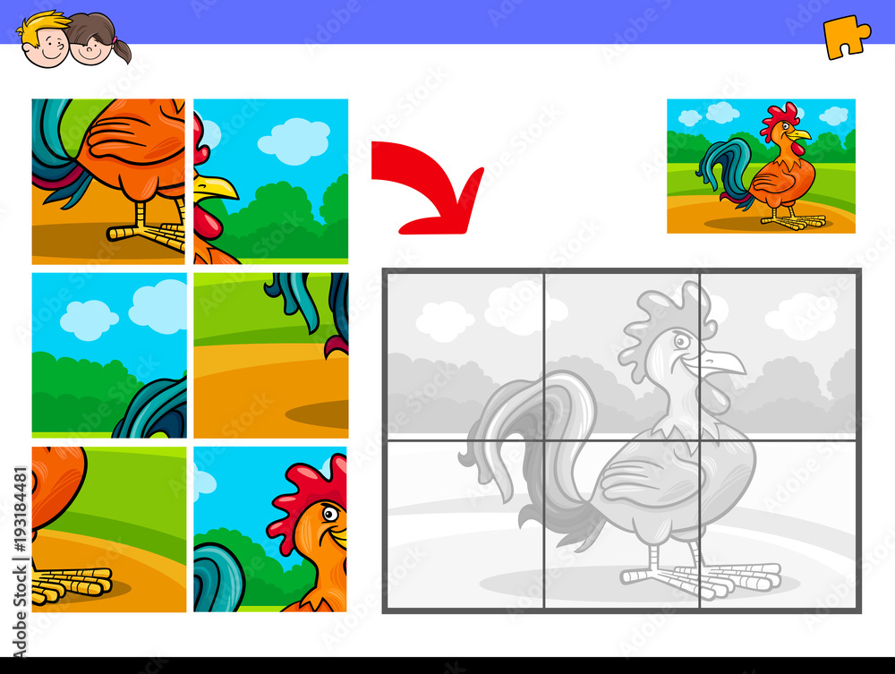 jigsaw puzzles with rooster animal character