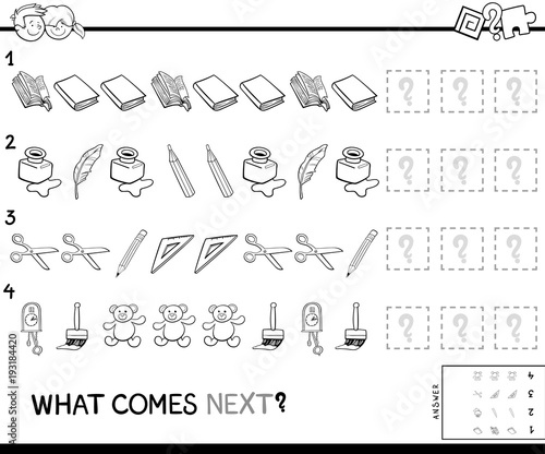 complete pattern with objects coloring book