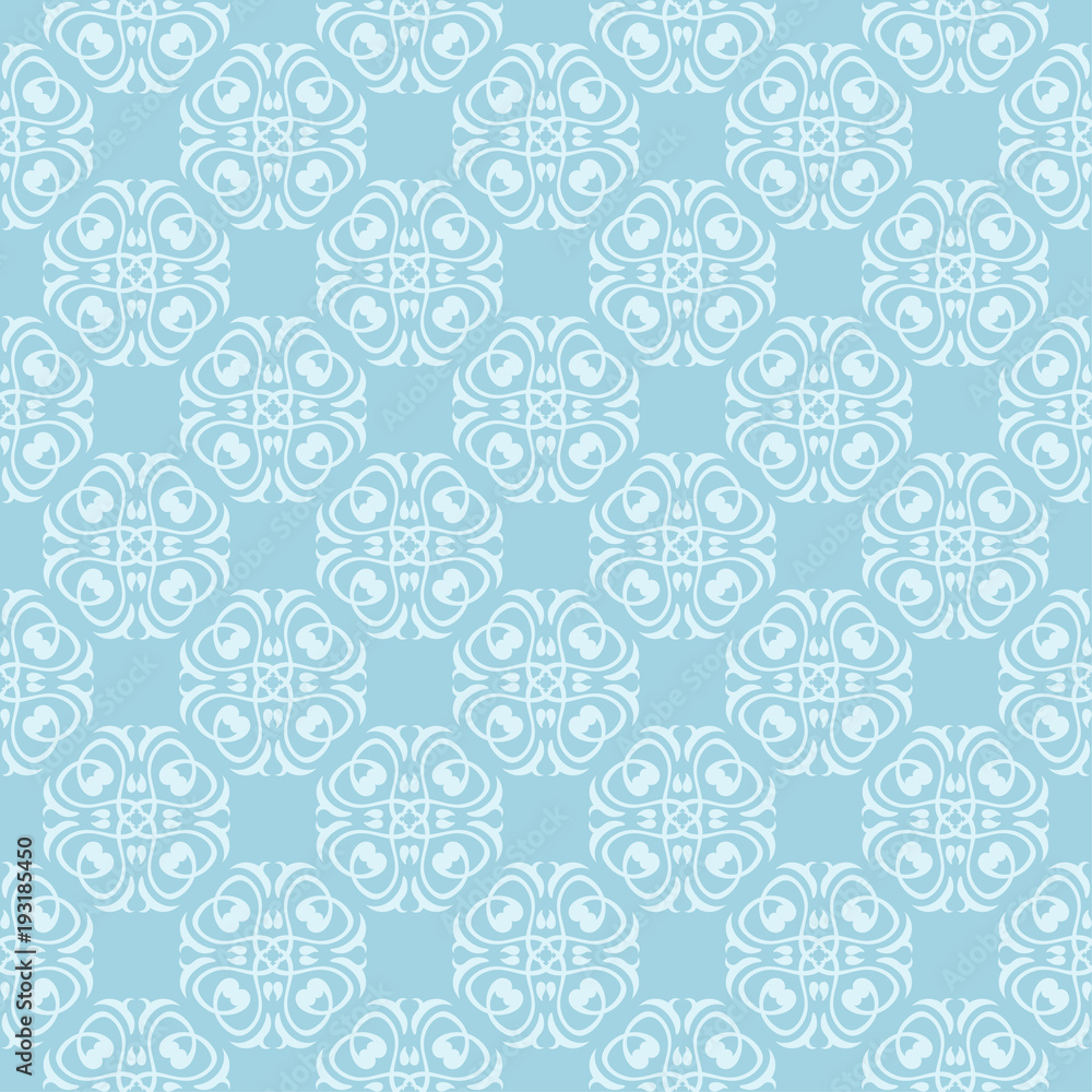 White floral seamless pattern on blue background