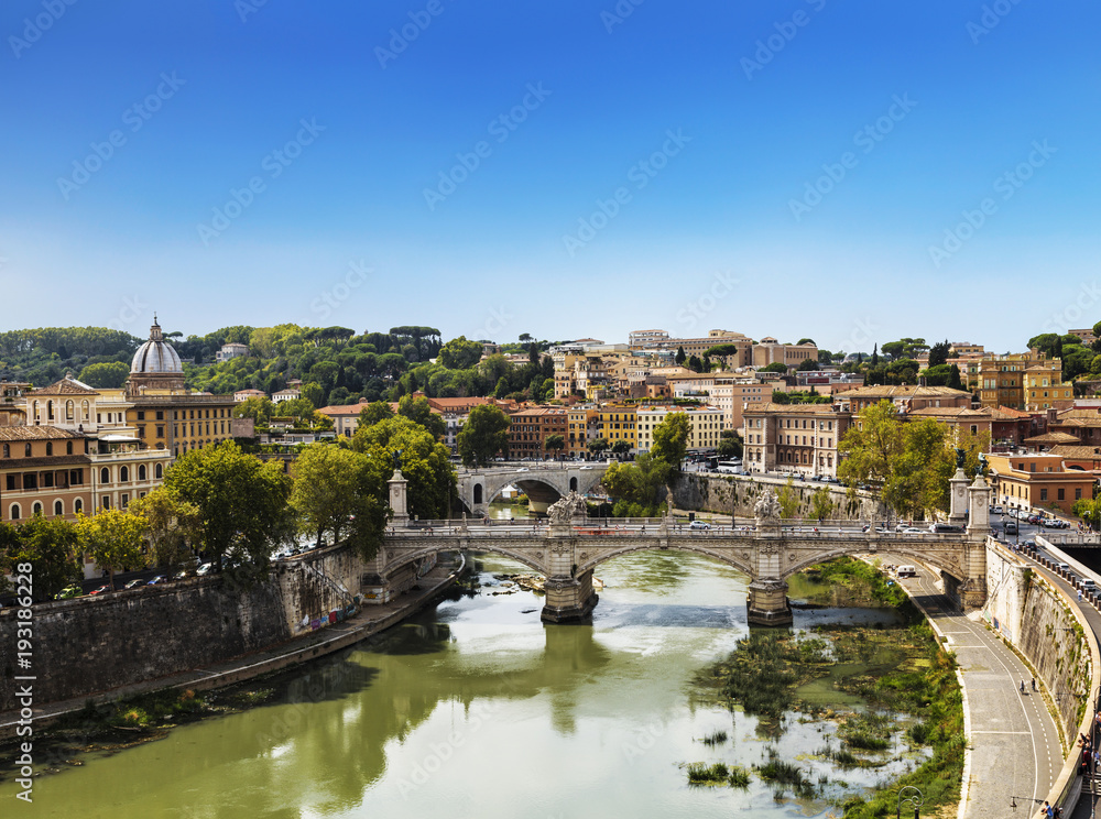 The view on Rome from the Castel Sant'angelo, Italy
