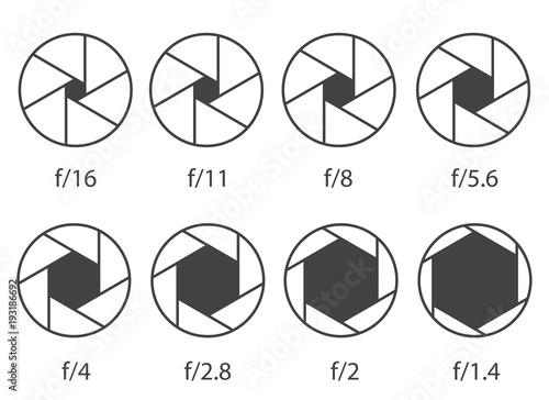 Creative vector illustration of camera shutter aperture with different iso isolated on transparent background. Art design monochrome diagrams collection. Abstract concept graphic element