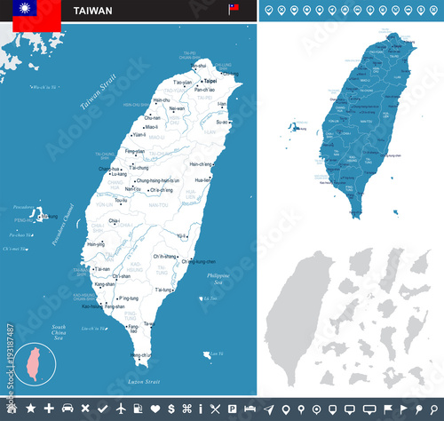 Taiwan - infographic map - Detailed Vector Illustration