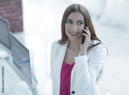 business lady talking on smartphone