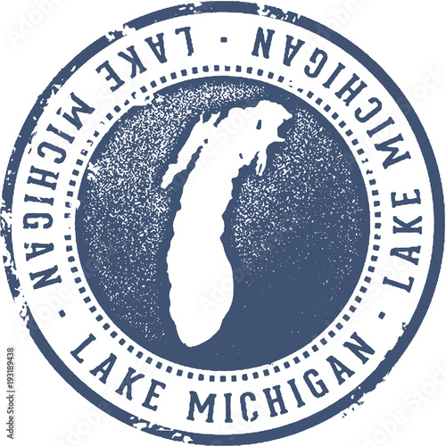 Lake Michigan Rubber Stamp Graphic