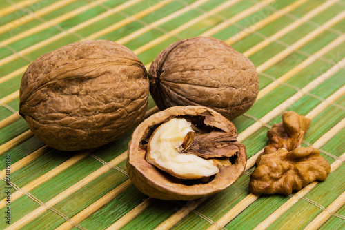 Group of walnuts. Healthy food concept. Walnuts close up