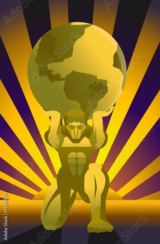 golden atlas holding the globe