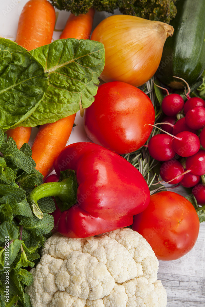 So much vitamins in those colorful vegetables. Healthy food. So much vitamins in those colorful vegetables. Healthy food.