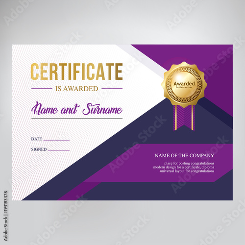 Premium certificate design, exclusive template for text placement