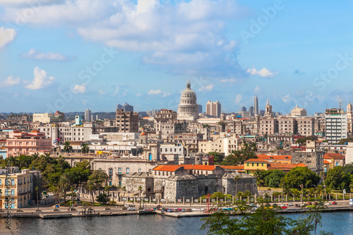 Cuba, close up view of the Old Havana city with historical buildings and monuments from Morro Castle. © Romas Vysniauskas