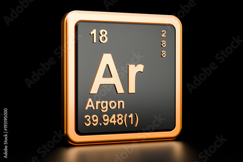 Картината върху платно Argon Ar chemical element. 3D rendering