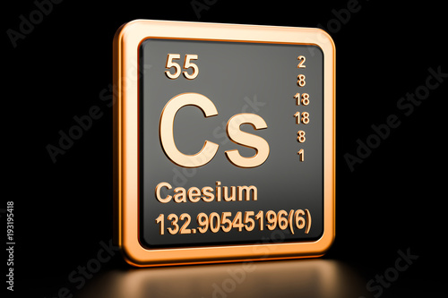 Caesium Cs chemical element. 3D rendering