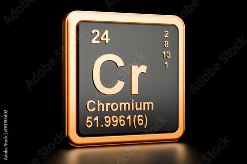 Chromium Cr chemical element. 3D rendering