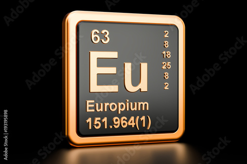 Europium Eu chemical element. 3D rendering