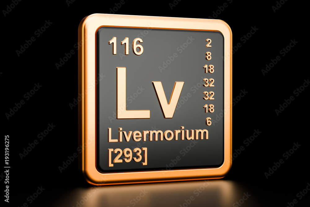 Livermorium , chemical element. 3D rendering Livermorium , chemical element. 3D rendering