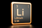 Lithium Li chemical element. 3D rendering