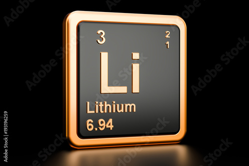 Lithium Li chemical element. 3D rendering photo