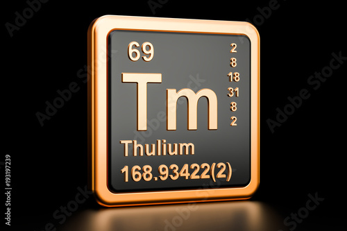 Thulium Tm chemical element. 3D rendering