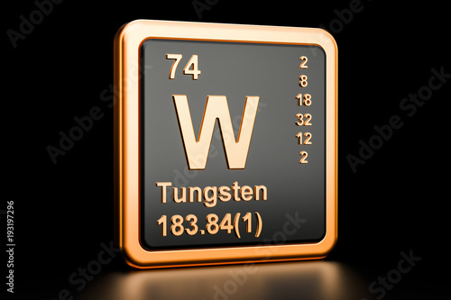 Tungsten W wolfram chemical element. 3D rendering