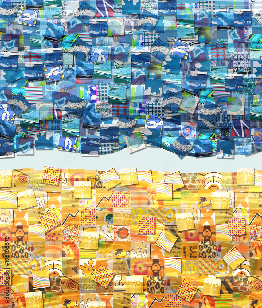 Sand and Sea Background made with Small Illustrations Sand and Sea Background made with Small Illustrations