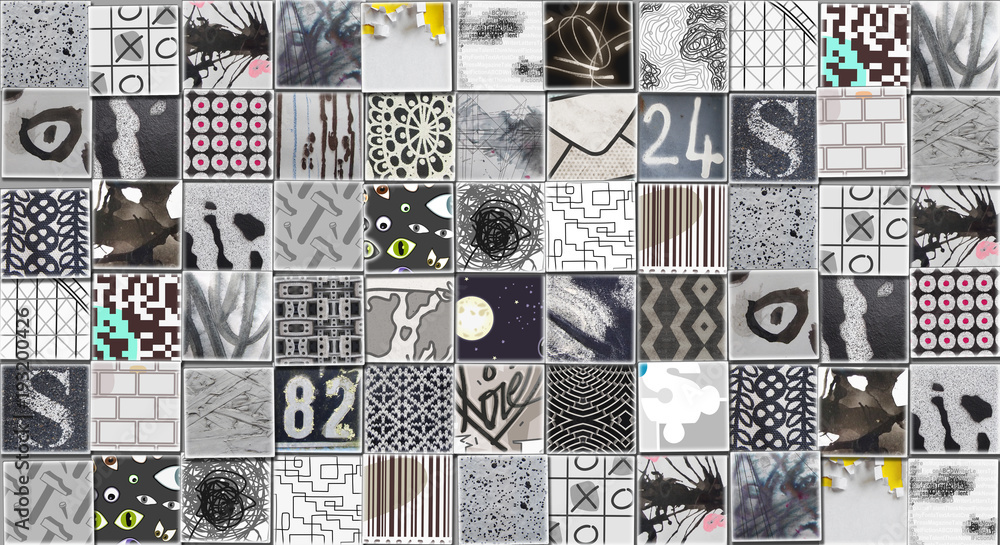 Obraz premium Abstract Gray Background made with Small illustrations