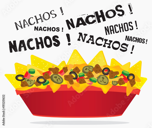 Loaded cheese nacho with meat and jalapeno