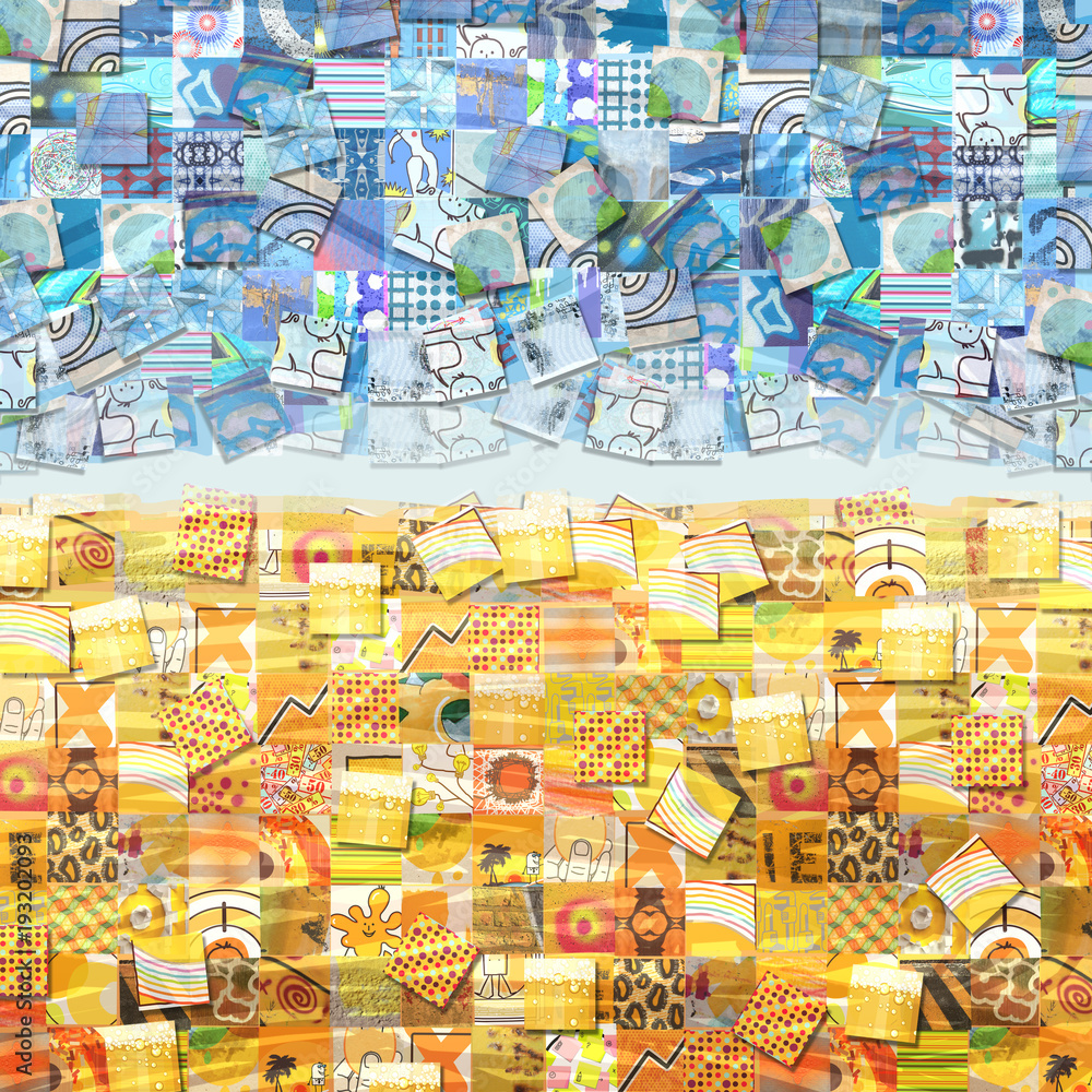 Desert and Sky Background made with Small Illustrations Desert and Sky Background made with Small Illustrations