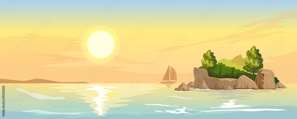 Fototapeta premium Seascape z małą wyspą